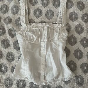 Frankie’s Bikinis x Pink Elegant White Sleeveless Top